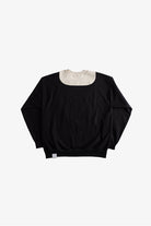 EESETT&Co 　胸元切り替えリメイクカレッジスウェット　ブラック×ベージュ　背面