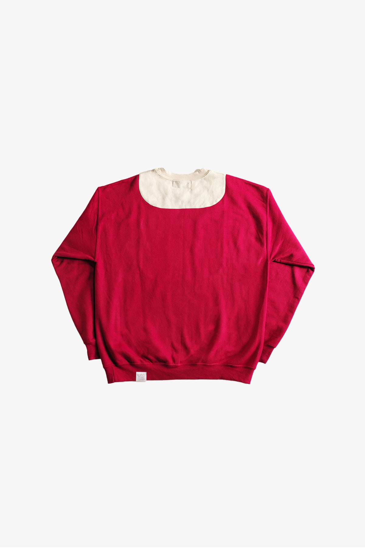 EESETT&Co 　胸元切り替えリメイクカレッジスウェット　レッド×ベージュ　背面