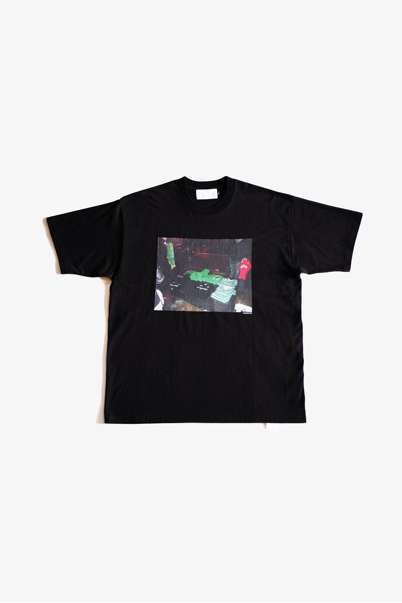 THE HUCKLEBERRY バンドの路上物販プリント 黒Tシャツ