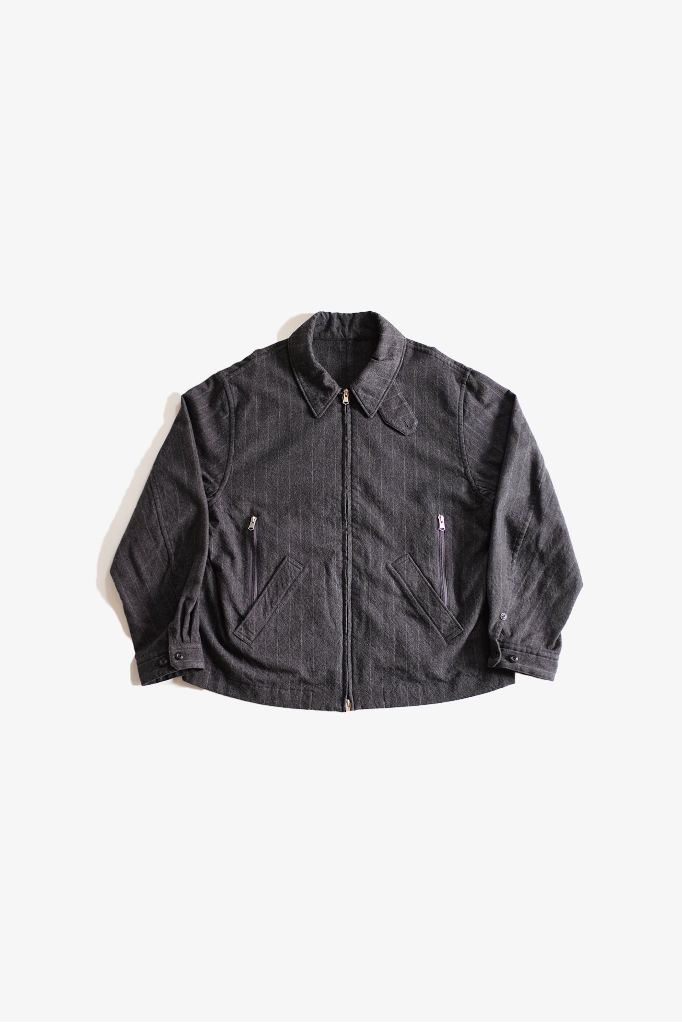 EESETT&Co 　ジップブルゾン　グレーストライプ　正面