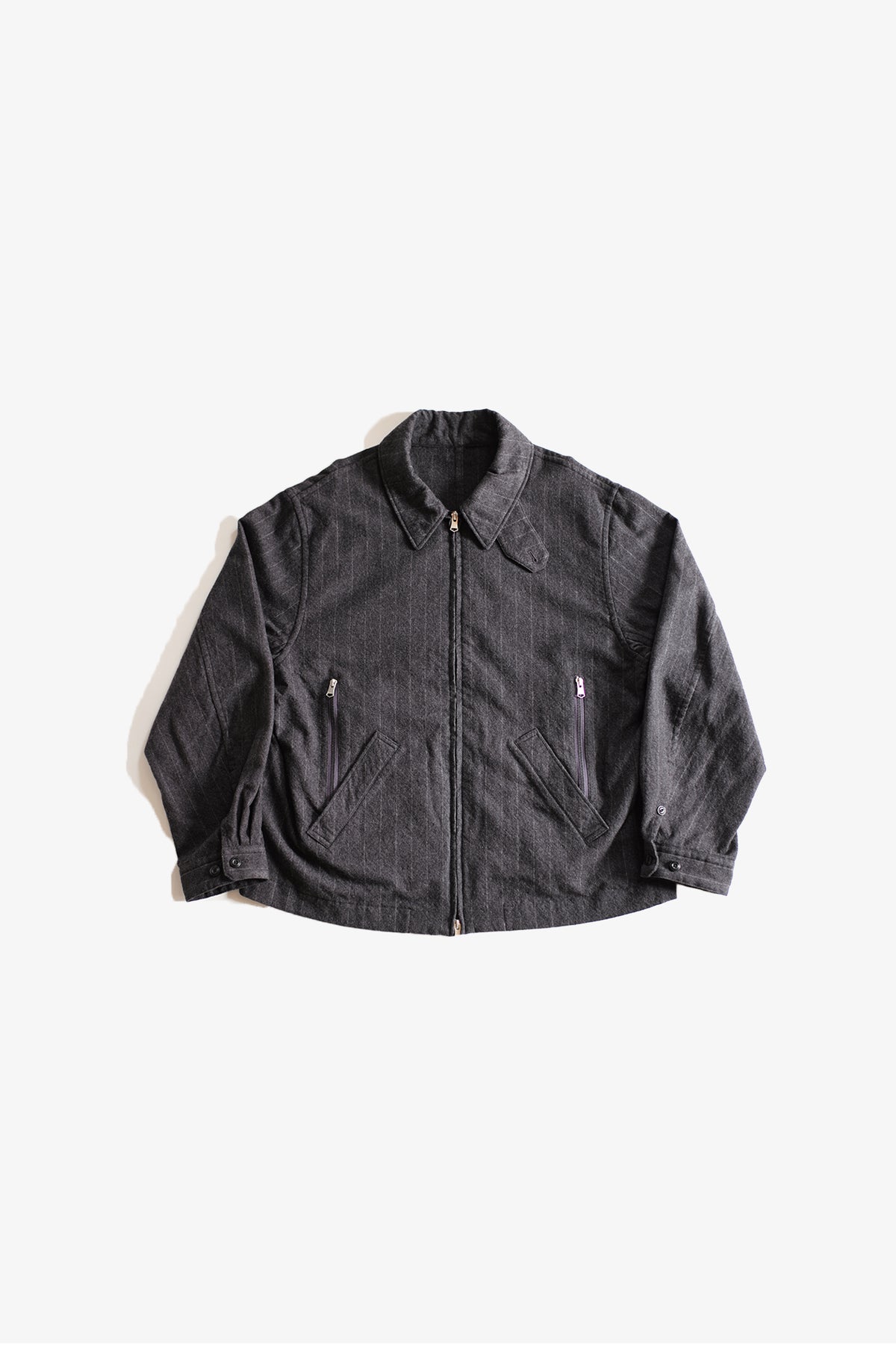 EESETT&Co 　ジップブルゾン　グレーストライプ　正面