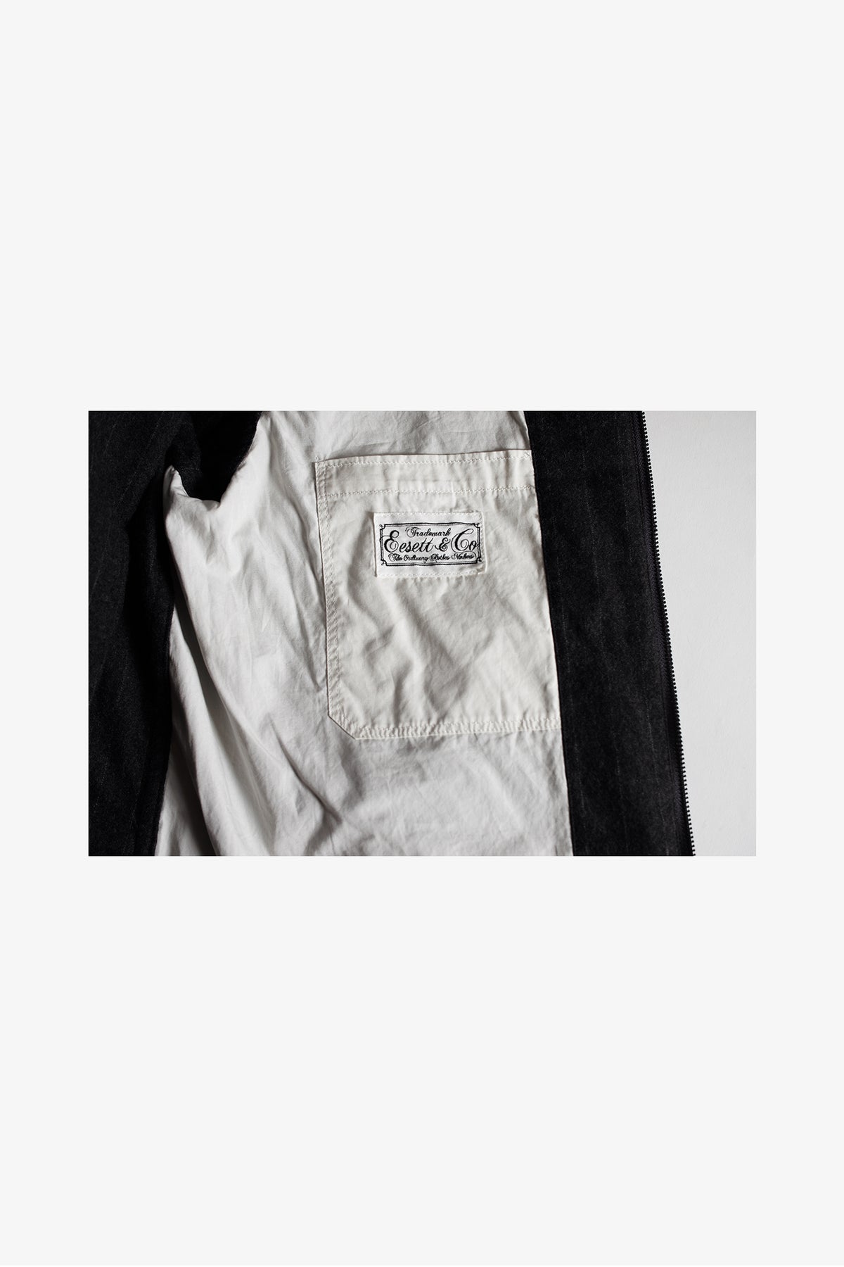 EESETT&Co 　ジップブルゾン　グレーストライプ　内ポケット　タグ